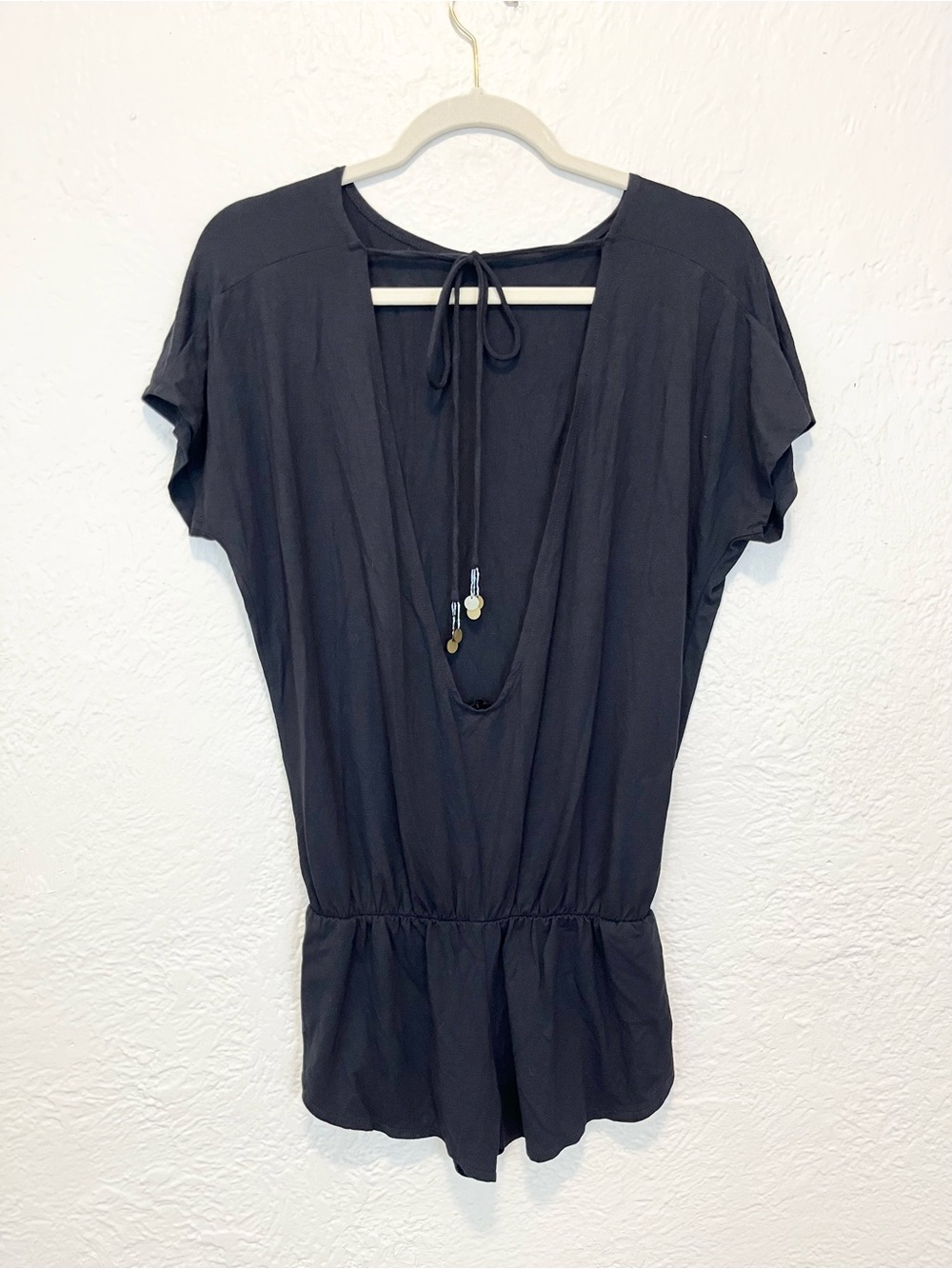Indah Romper Playsuit Black Low Back Tassel Bohemian Boho XS Extra Small